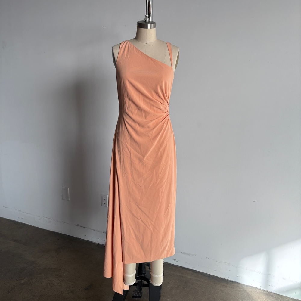 NWT BCBGMaxAzria Slash Neck High Slit Dress in Apricot Sz 4